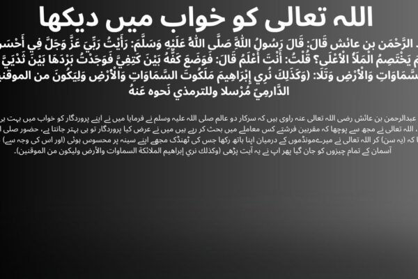اللہ تعالی کو خواب میں دیکھا