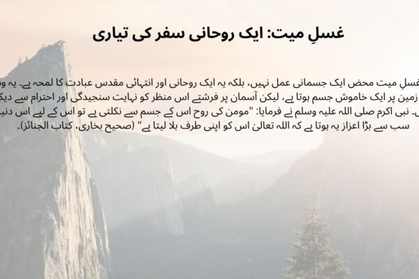 غسلِ میت: ایک روحانی سفر کی تیاری غسلِ میت: ایک روحانی سفر کی تیاری
